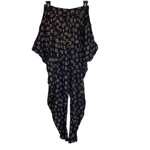 Contempo Casuals Vintage 1980s Womens Pants Size M Black Harem Elastic Waist